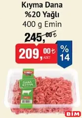 EMİN KIYMA DANA %20 YAĞLI 400 G